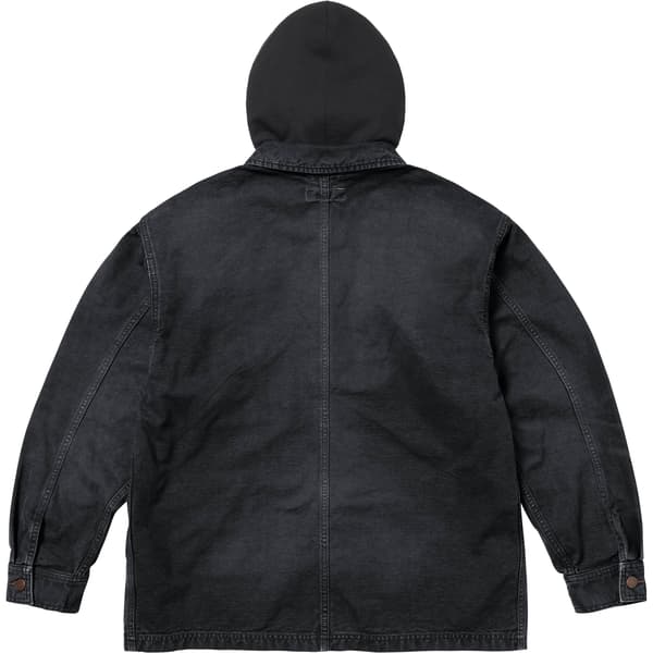 Supreme Worn Hooded Chore Coat - Black (front)