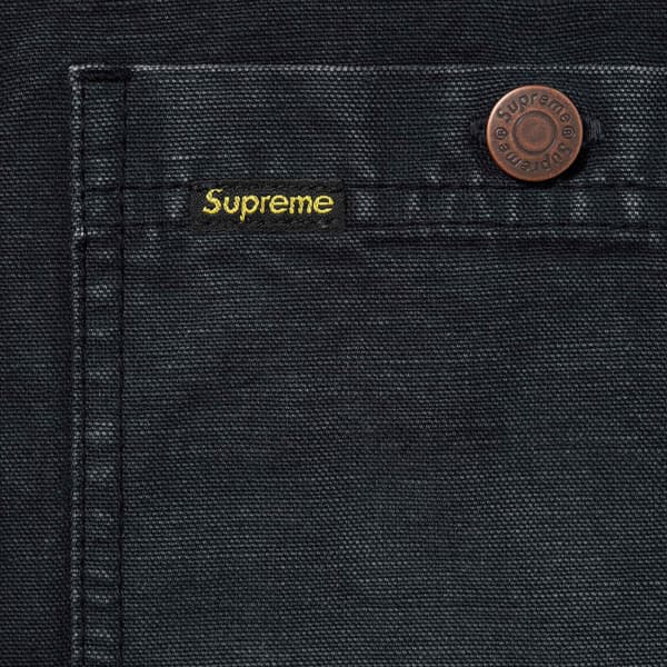Supreme Worn Hooded Chore Coat - Black (front)