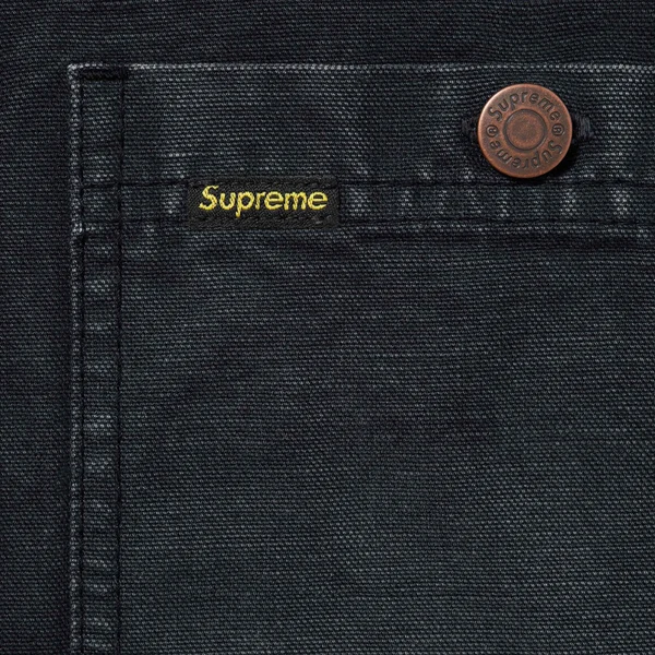 Supreme Worn Hooded Chore Coat - Black (front)