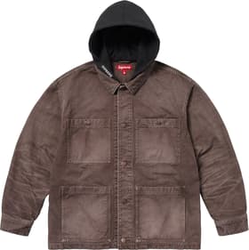 Supreme Worn Hooded Chore Coat Brown