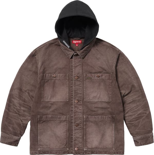 Supreme Worn Hooded Chore Coat - Brown (front)