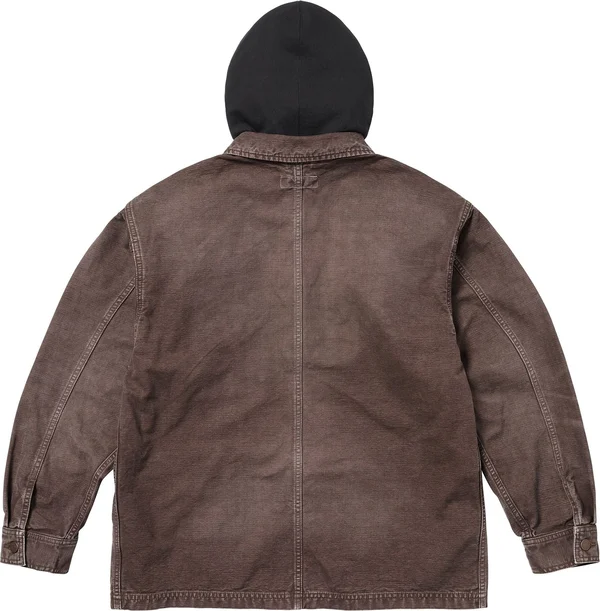 Supreme Worn Hooded Chore Coat - Brown (front)