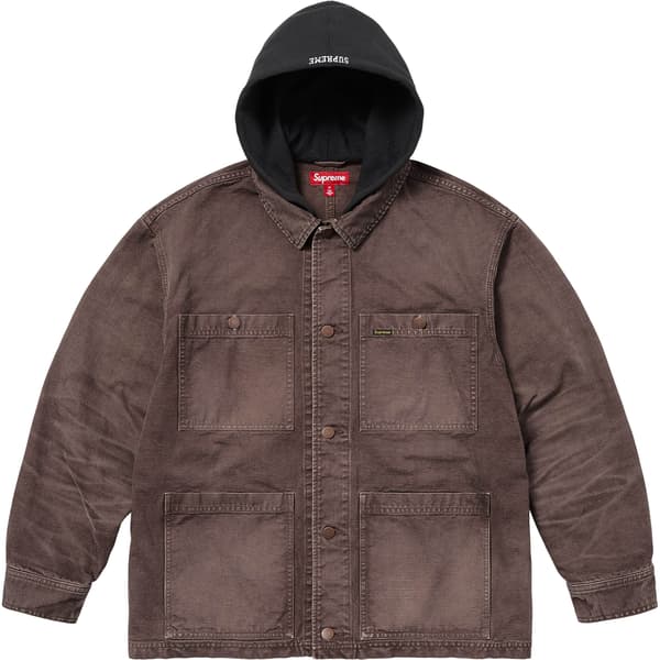 Supreme Worn Hooded Chore Coat - Brown (front)