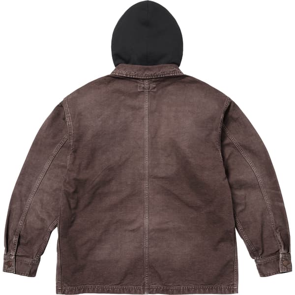 Supreme Worn Hooded Chore Coat - Brown (front)