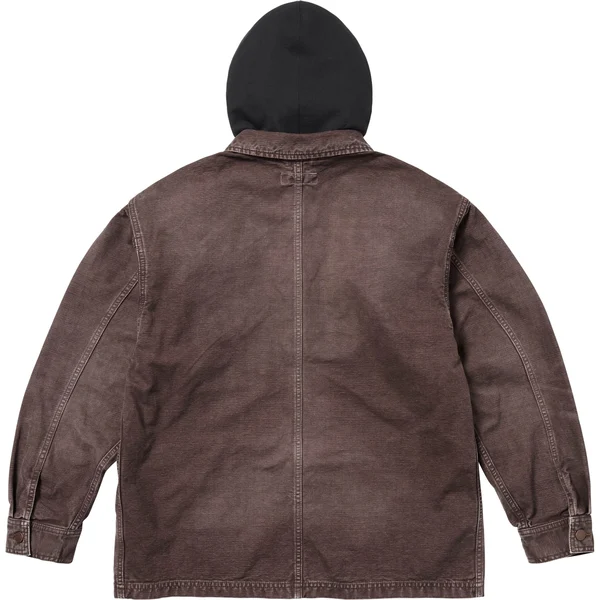 Supreme Worn Hooded Chore Coat - Brown (front)