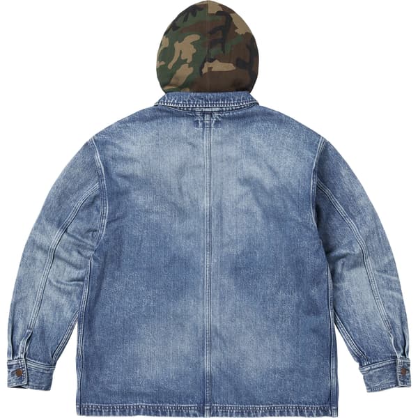 Supreme Worn Hooded Chore Coat - Denim (front)