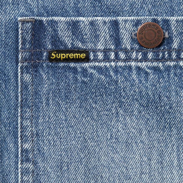 Supreme Worn Hooded Chore Coat - Denim (front)