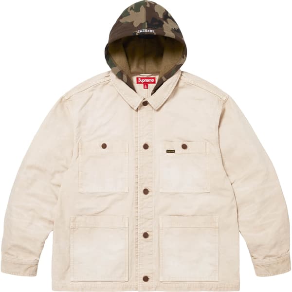 Supreme Worn Hooded Chore Coat - Natural (front)