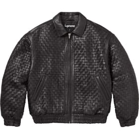 Supreme Woven Leather Varsity Jacket Black