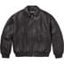 Supreme Woven Leather Varsity Jacket - Black (front)