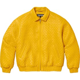 Supreme Woven Leather Varsity Jacket Yellow