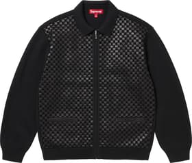 Supreme Woven Leather Zip Up Cardigan Black
