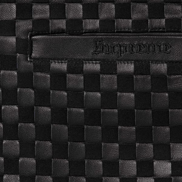 Supreme Woven Leather Zip Up Cardigan - Black (front)