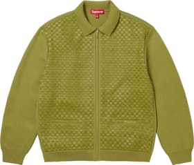Supreme Woven Leather Zip Up Cardigan Green