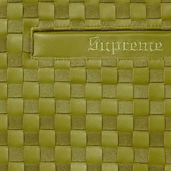 Supreme Woven Leather Zip Up Cardigan - Green (front)