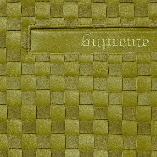 Supreme Woven Leather Zip Up Cardigan - Green (front)