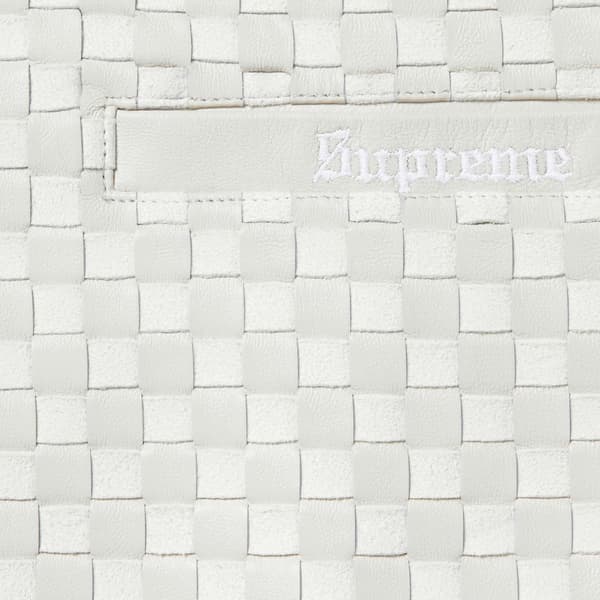 Supreme Woven Leather Zip Up Cardigan - White (front)