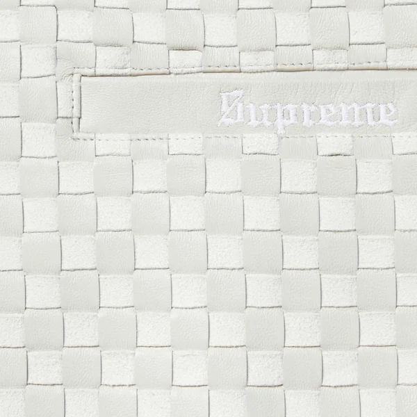 Supreme Woven Leather Zip Up Cardigan - White (front)