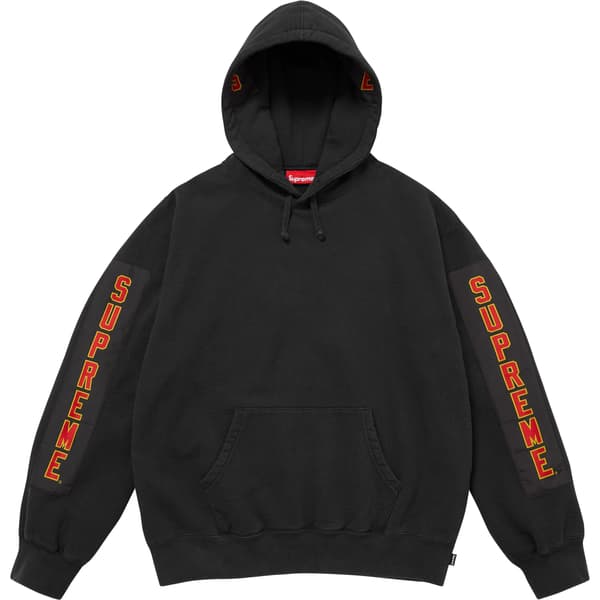 Supreme Woven Patches Hooded Sweatshirt - Black (front)