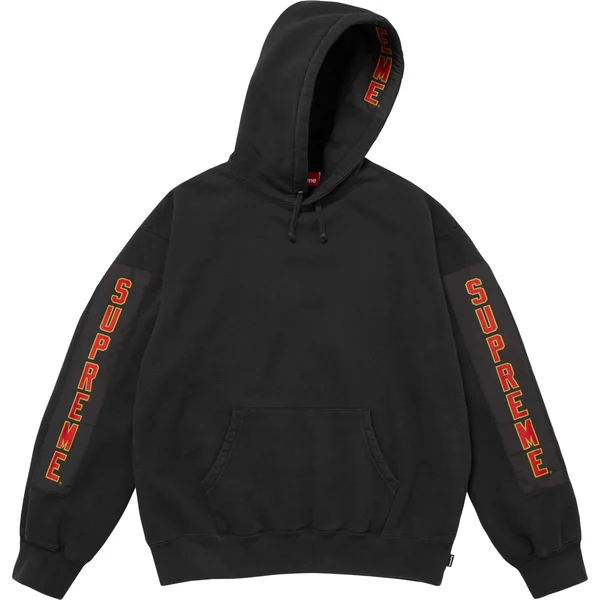 Supreme Woven Patches Hooded Sweatshirt - Black (front)