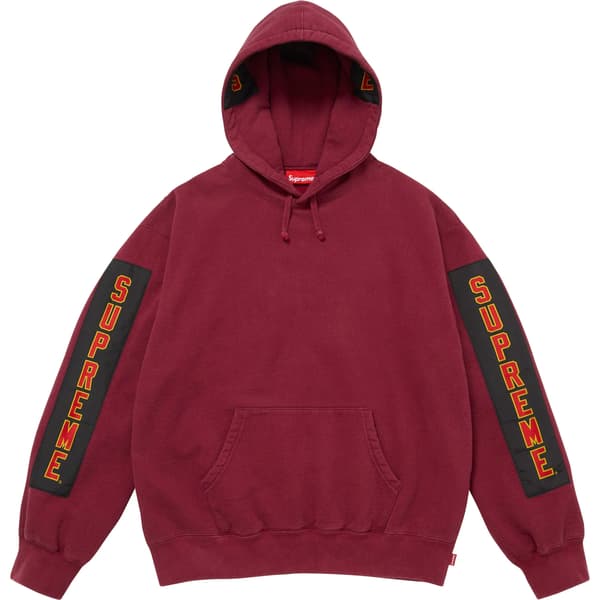Supreme Woven Patches Hooded Sweatshirt - Cardinal (front)