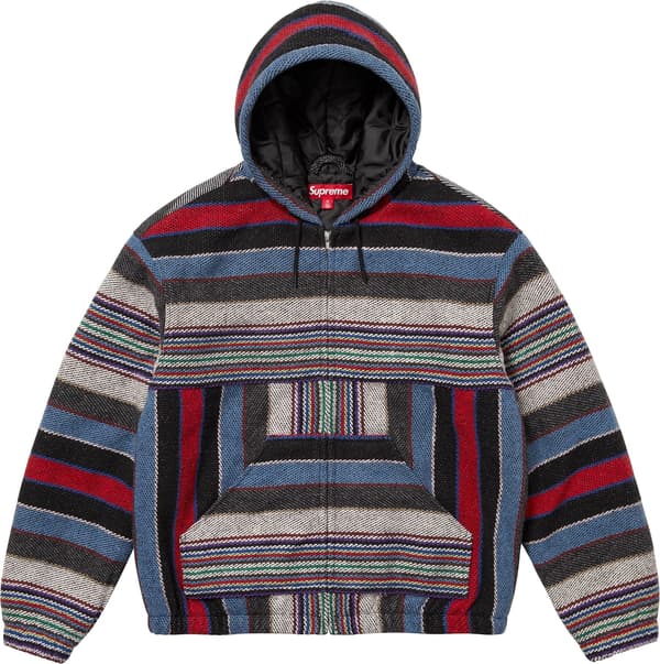 Supreme Woven Stripe Hooded Jacket - Black (front)