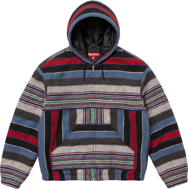 Supreme Woven Stripe Hooded Jacket - Black (front)