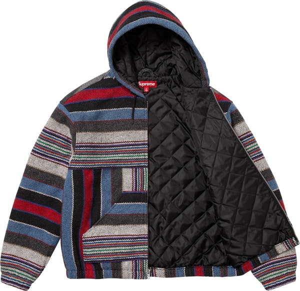 Supreme Woven Stripe Hooded Jacket - Black (front)