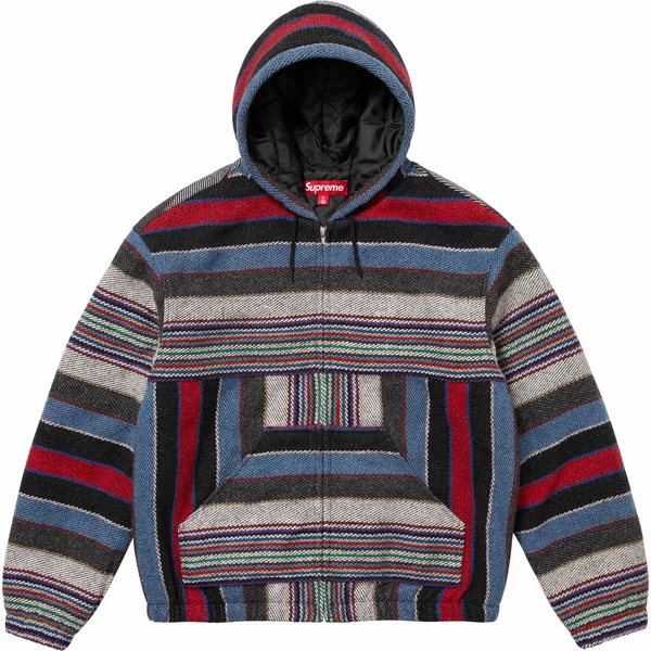 Supreme Woven Stripe Hooded Jacket - Black (front)
