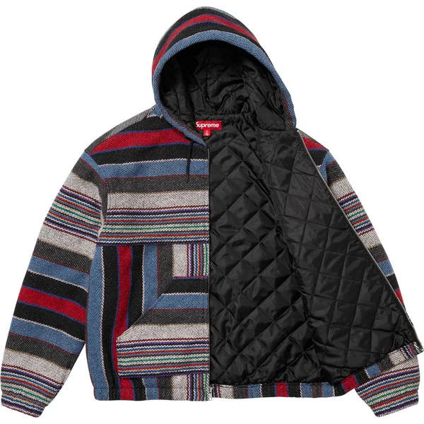 Supreme Woven Stripe Hooded Jacket - Black (front)