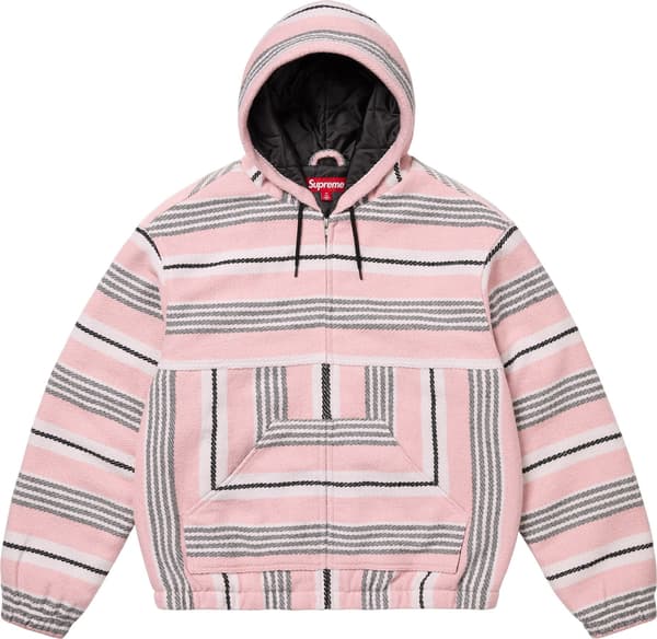 Supreme Woven Stripe Hooded Jacket - Pink (front)