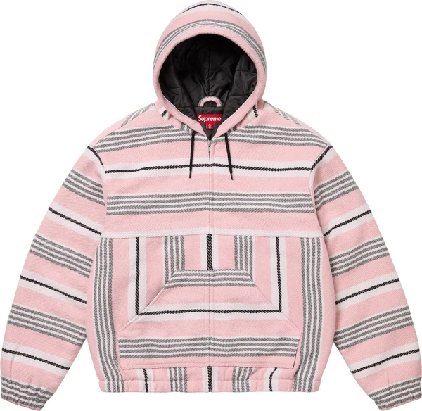 Supreme Woven Stripe Hooded Jacket - Pink (front)
