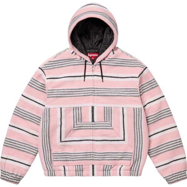 Supreme Woven Stripe Hooded Jacket - Pink (front)