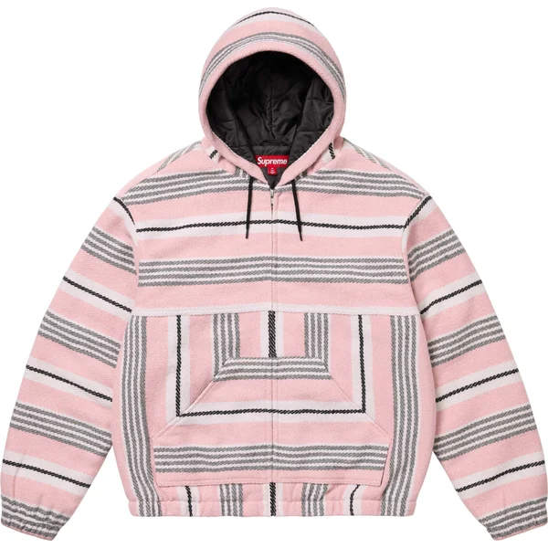 Supreme Woven Stripe Hooded Jacket - Pink (front)