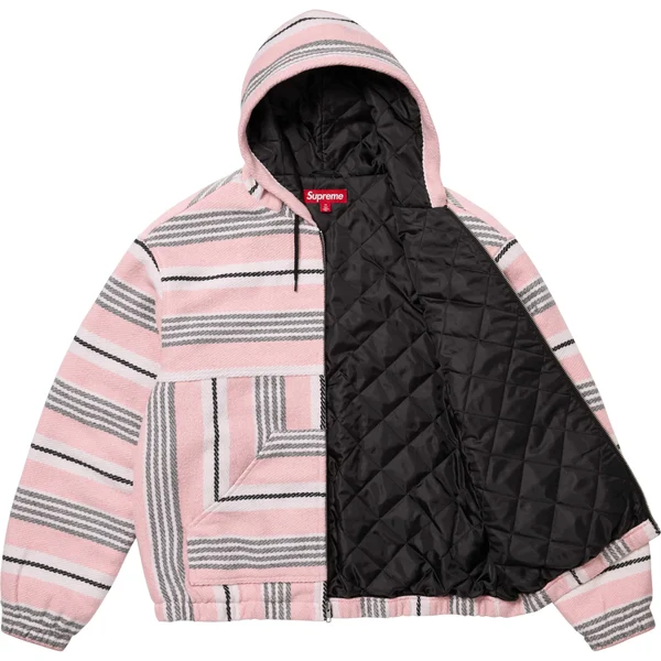 Supreme Woven Stripe Hooded Jacket - Pink (front)