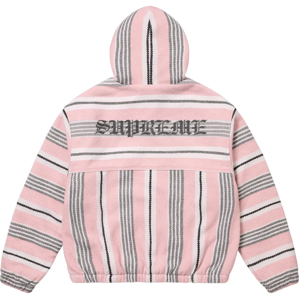 Supreme Woven Stripe Hooded Jacket - Pink (front)