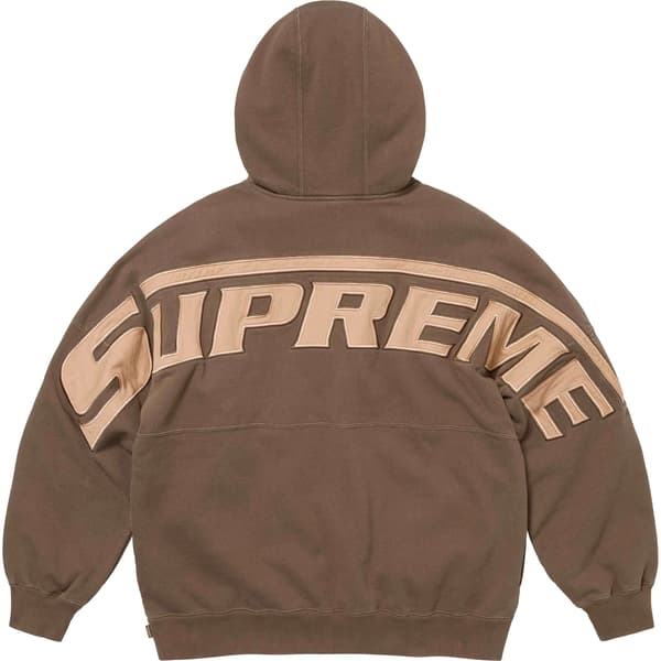 Supreme Wrapped Half Zip Hooded Sweatshirt - Dusty Brown (front)
