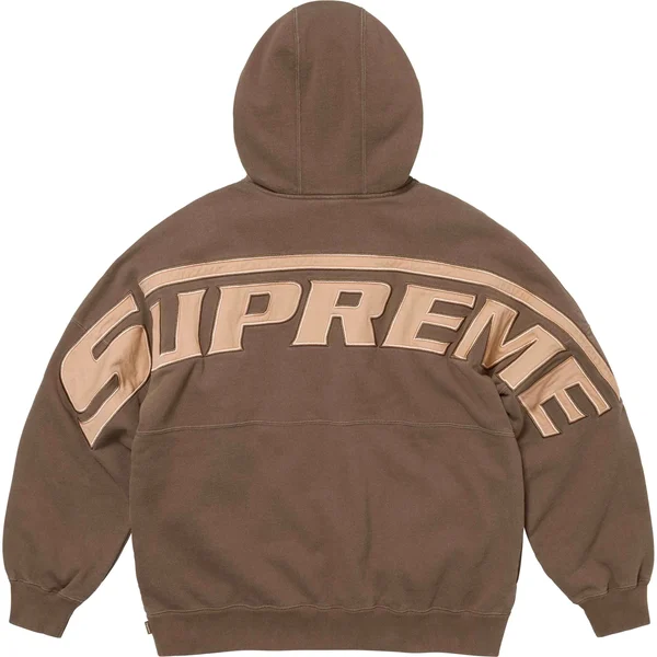 Supreme Wrapped Half Zip Hooded Sweatshirt - Dusty Brown (front)