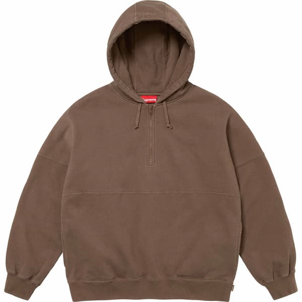 Supreme Wrapped Half Zip Hooded Sweatshirt - Dusty Brown (front)