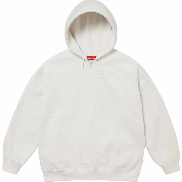 Supreme Wrapped Half Zip Hooded Sweatshirt - Stone (front)