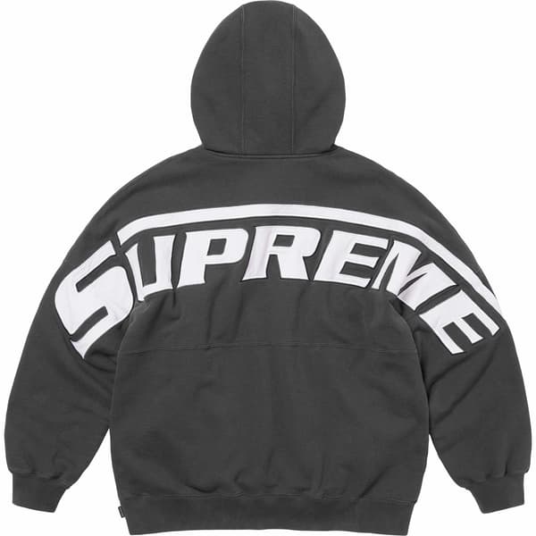 Supreme Wrapped Half Zip Hooded Sweatshirt - Washed Black (front)