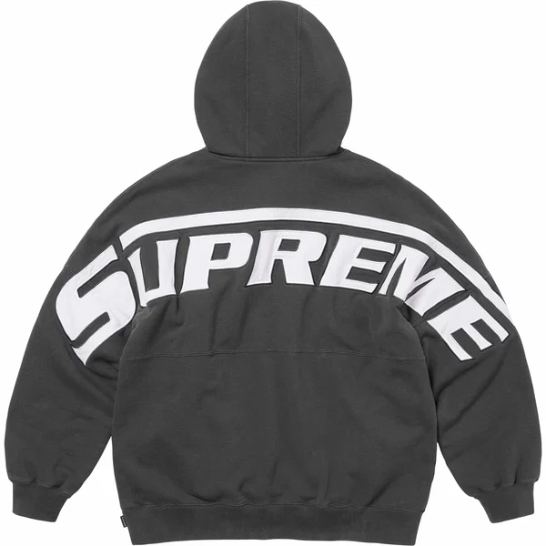 Supreme Wrapped Half Zip Hooded Sweatshirt - Washed Black (front)