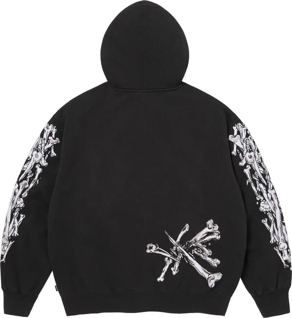 Supreme x Grave Digger Bones Zip Up Hooded Sweatshirt - Black (front)