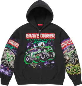 Supreme x Grave Digger Zip Up Hooded Sweatshirt Black