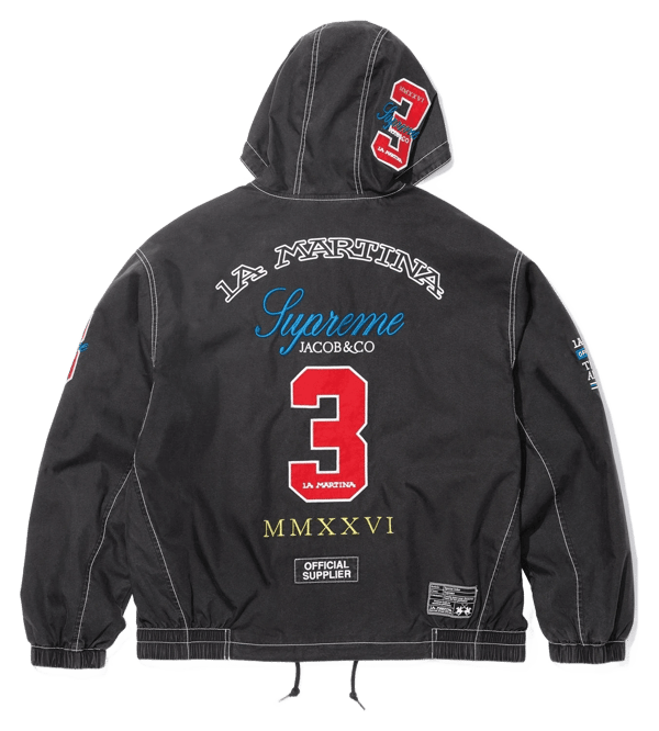 Supreme x La Martina Lightweight Hooded Jacket - Black (front)