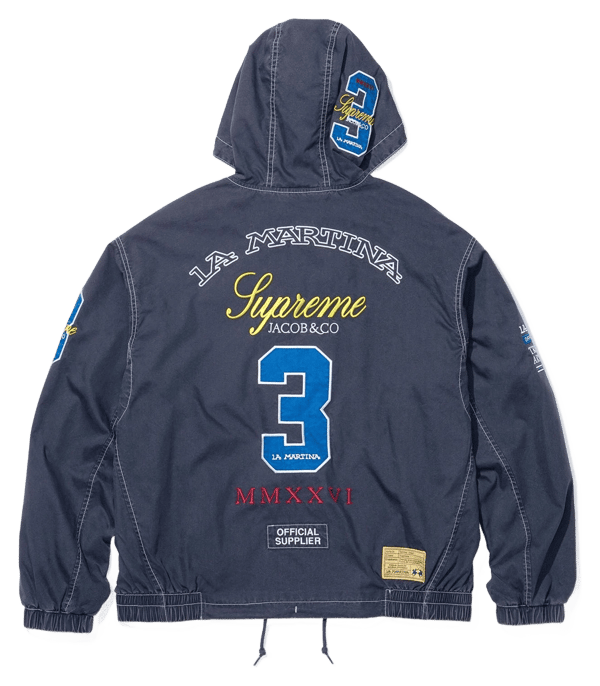 Supreme x La Martina Lightweight Hooded Jacket - Navy (front)