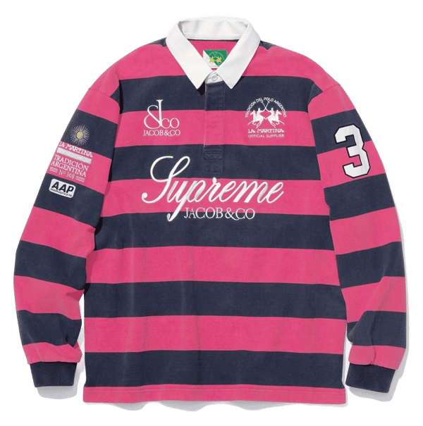 Supreme x La Martina Rugby - Pink Stripe (front)
