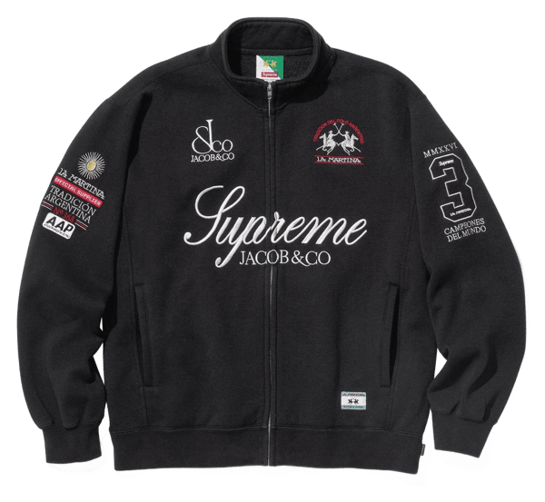 Supreme x La Martina Zip Up Sweatshirt - Black (front)