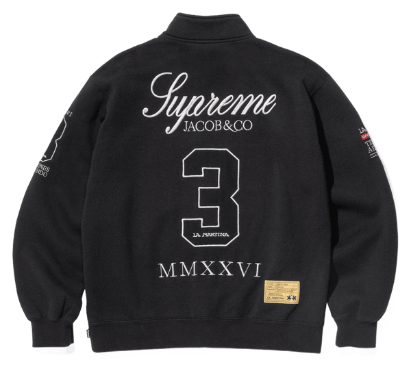 Supreme x La Martina Zip Up Sweatshirt - Black (front)