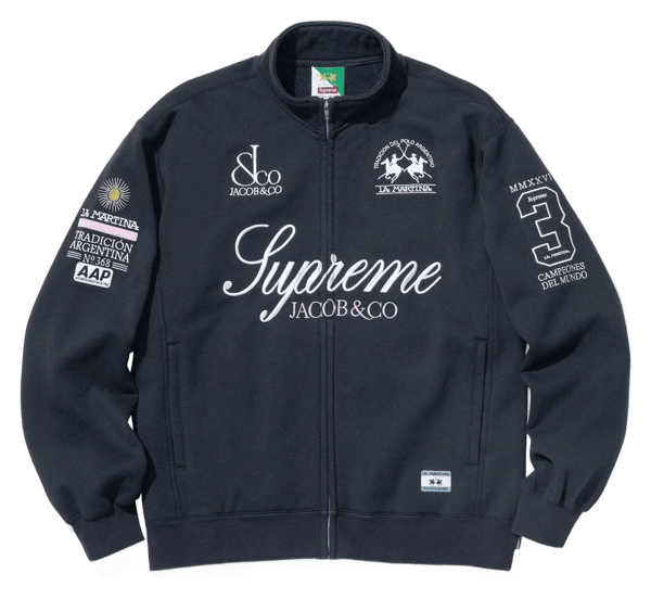 Supreme x La Martina Zip Up Sweatshirt - Navy (front)